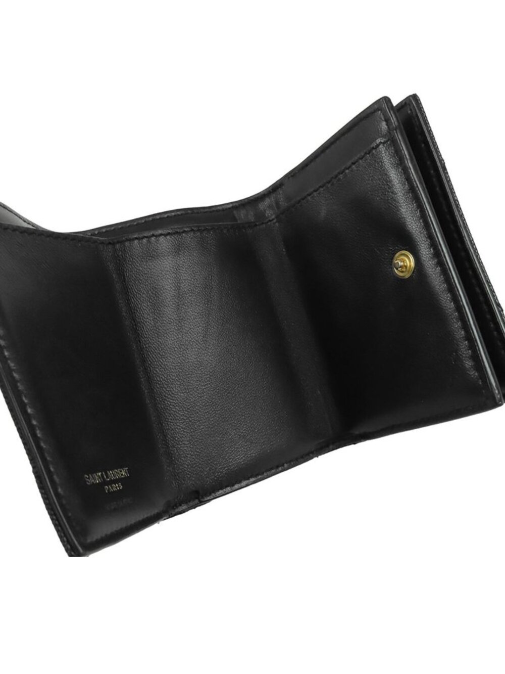 Saint Laurent Monogram Origami Tiny Wallet Black Gray Leather Cassandra Trifold - Picture 4 of 9